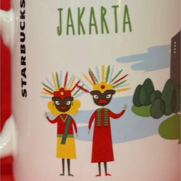 Starbucks Jakarta Coffee Mug Indonesia Series 2014 White Yellow Gray EUC 16 Oz. - Picture 10 of 10